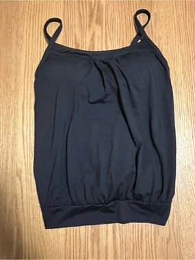 lands end black blouson tankini swimsuit top sz 6 modest beach vacation
